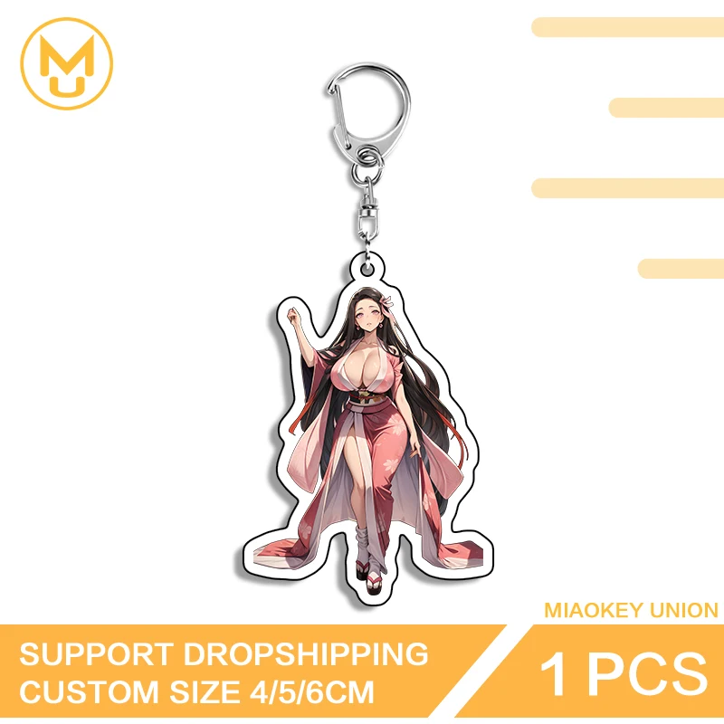 

NSFW Anime Figure Kamado Nezuko Big Chest Standing Posture Two Dimensional Acrylic Keyring For Backpack Clothes Jewelry Gifts