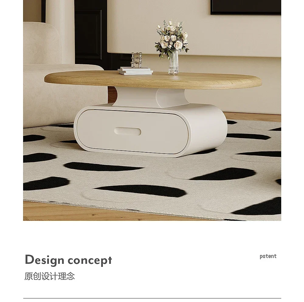 N Nordic Small Apartment Oval Household Coffee Table Log Style Design Sofa Table Coffee Table