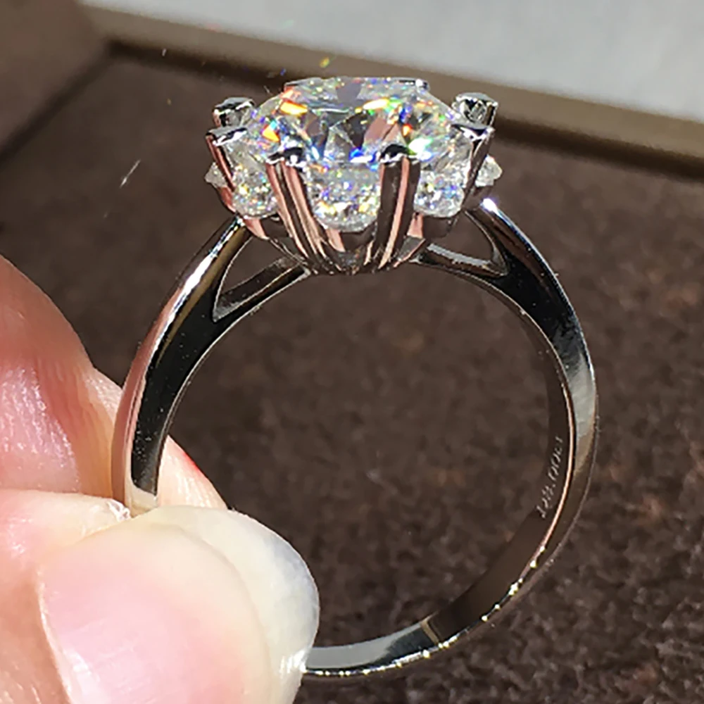 

Custom Solid 18K Au750 White Gold Women Wedding Party Engagement Ring 1 2 3 4 5 Carat Round Heart Flower Moissanite Diamond Ring