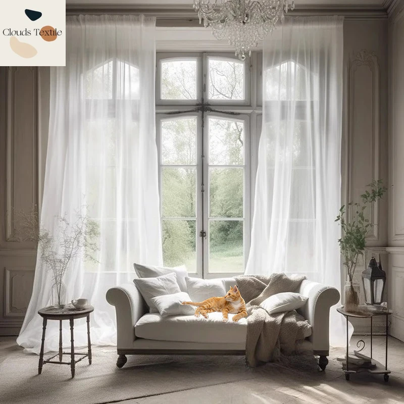 

1PC High Quality White Solid Color Tulle Sheer Curtains for Living Room Bedroom Window Study Door Screen Party Partition Door