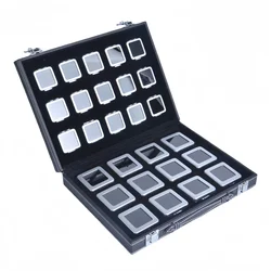 Large Capacity Transparent Metal Bare Diamond Box Bare Stone Colored Gem Storage Pu Display Box Portable Collection Exhibition