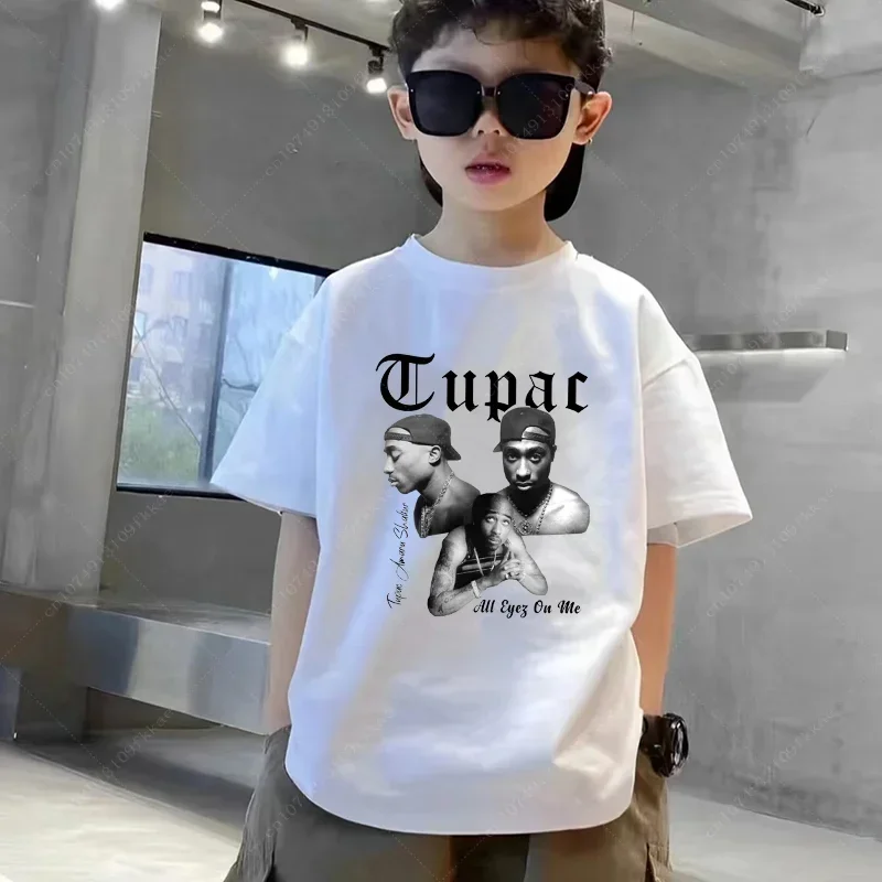 Teenager 3-14year Children Tupac 2pac Hip Hop Swag Printed T-shirt Kids Baby Casual T Shirt Girls Boys Short Sleeve Summer Tops