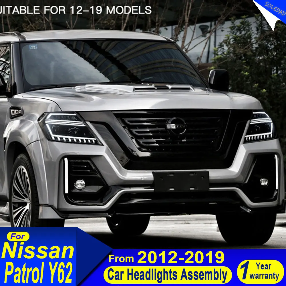 For Nissan Patrol Y62 Headlights 2012 2013 2014 2015-2019 LED Projetor Head Lamp Daytime Running Light Automotive Accessories