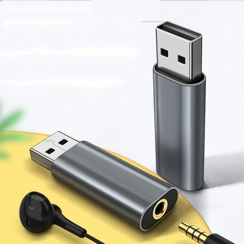 

USB To 3.5mm Headphone 3.5mm Adapter External Stereo-Sound Audio Earphone Jack Adapter 2 in 1 Mini Wired Headset Converter