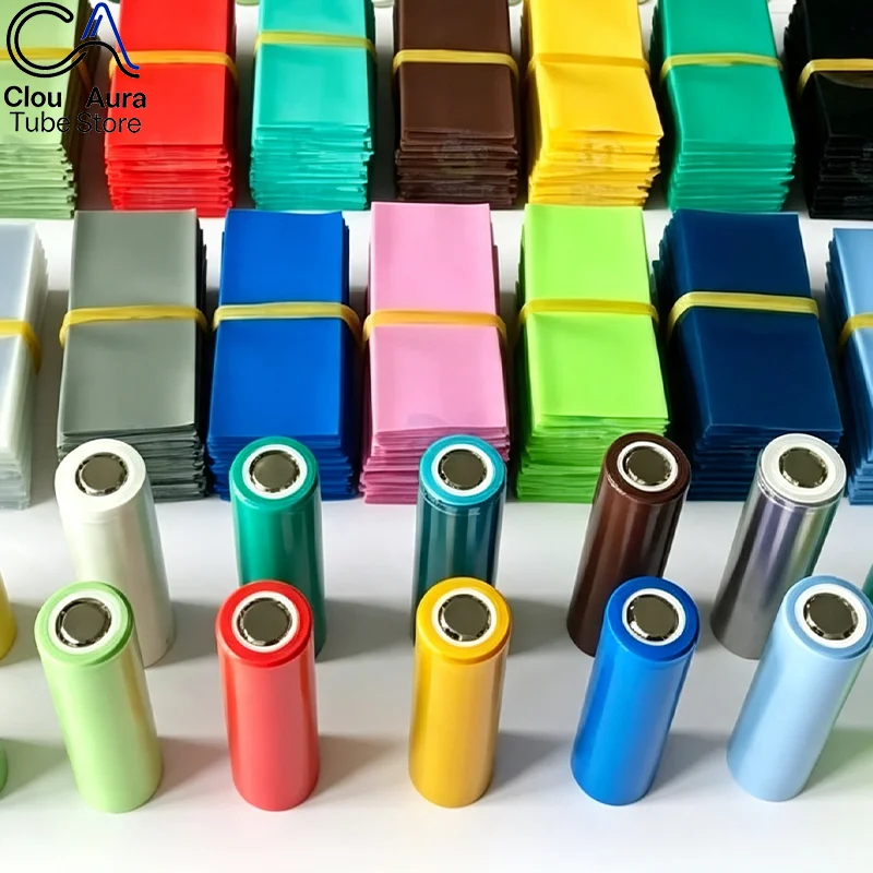 25-2000Pcs Pre‑cut PVC Heat Shrink Wrap Sleeve for 18650 21700 26650 Battery, Lipo Battery Insulation Protective Film Cover