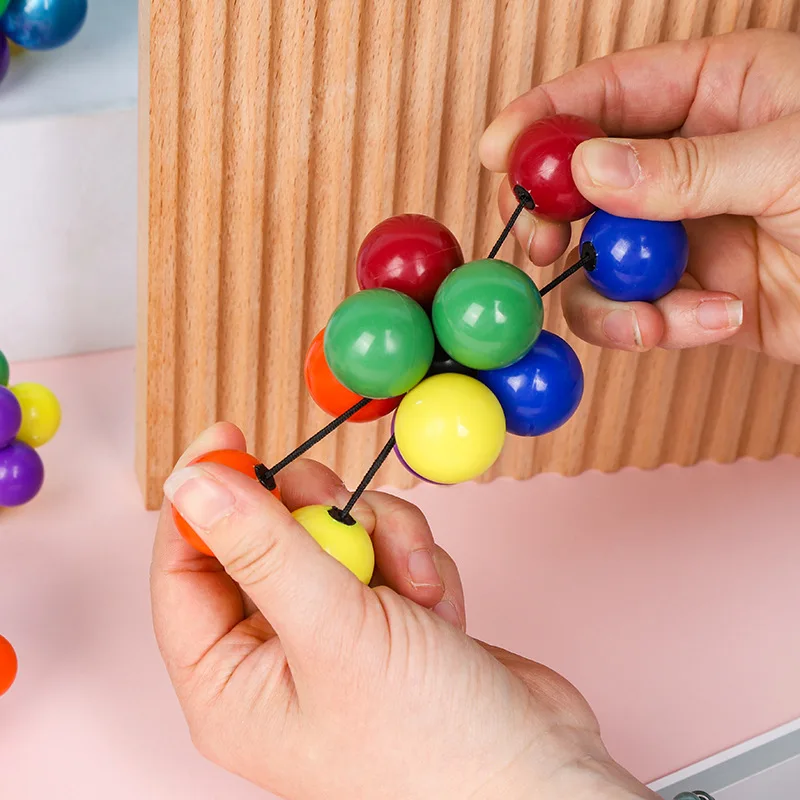 Creative Fidget Toy Stress Reliever Elastic Colorful Ball Decompression Ball Variety Beaded Squeeze Balls Home Office Relaxing