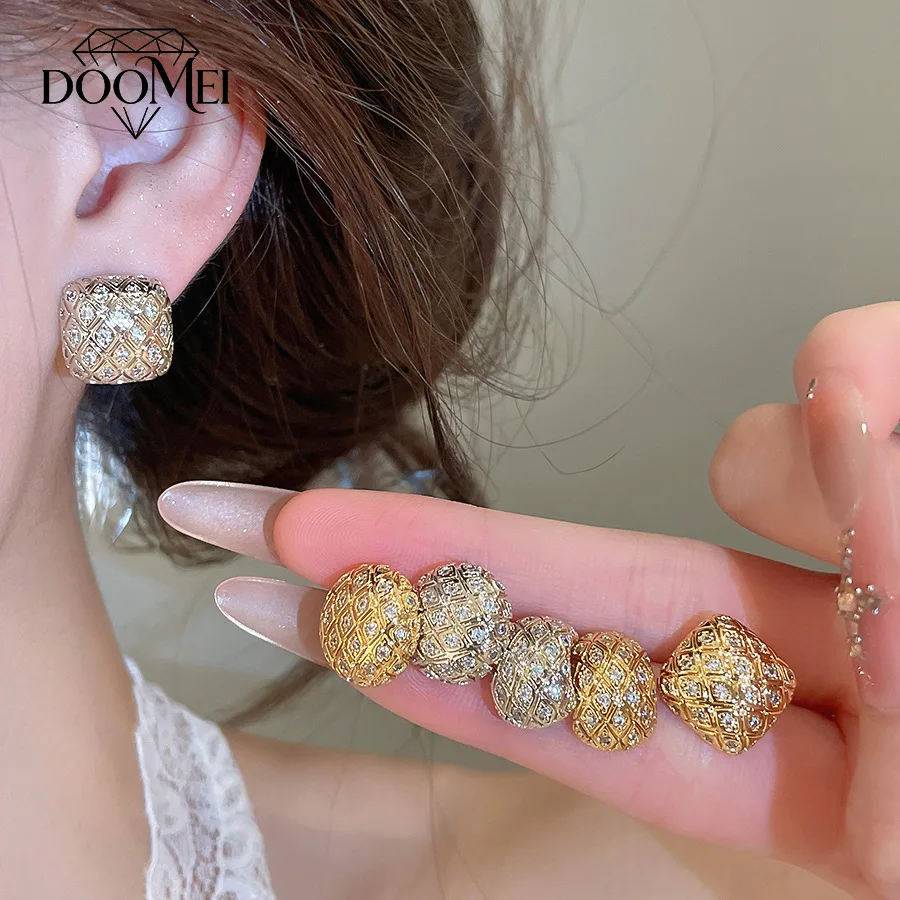 DOO MEI High-end Geometric Shape Stud Earrings Shiny Cubic Zirconia Ear Stud New in Earrings Women's Date Party Dazzling Jewelry