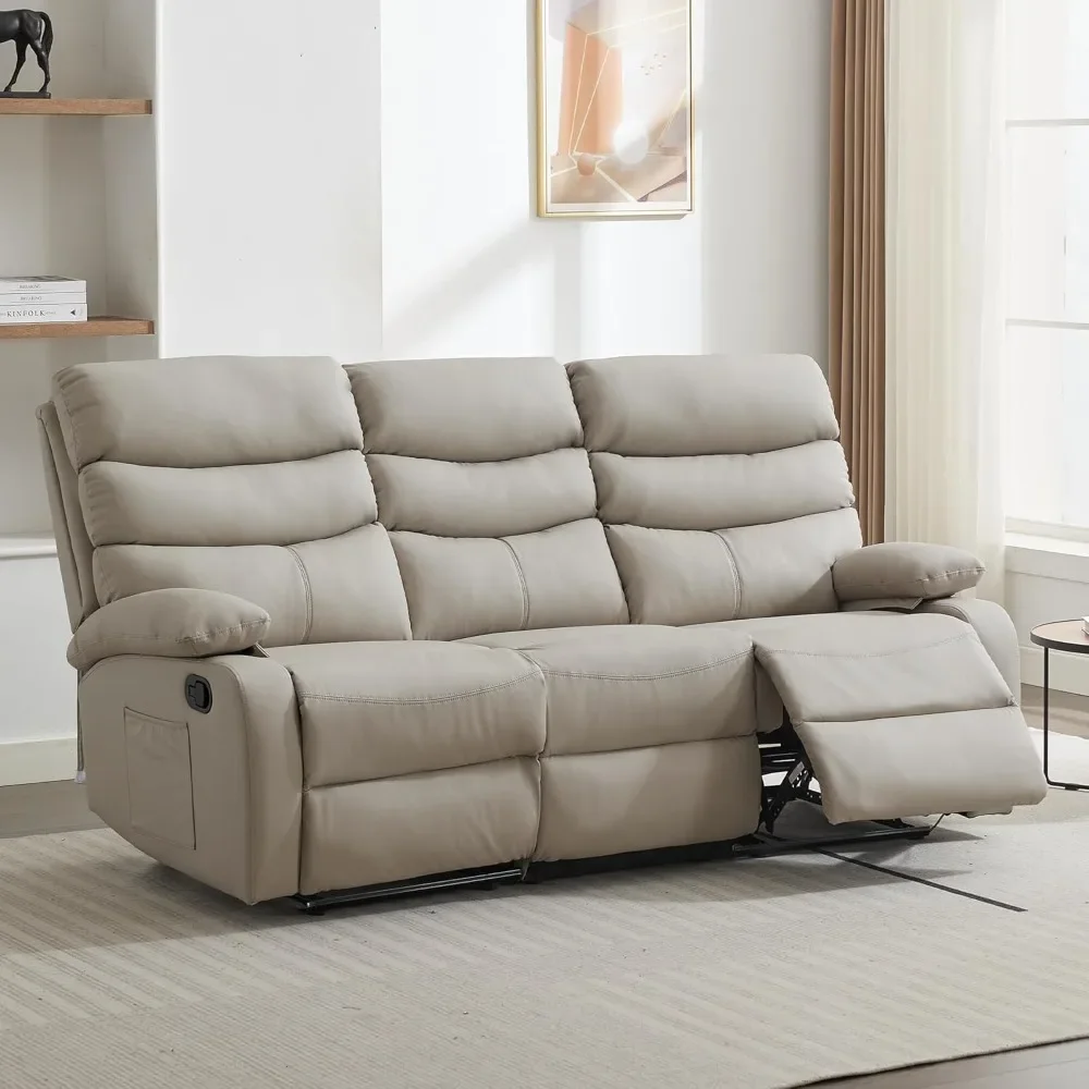 

Loveseat Recliner Sofa Set, Small Leather Couch 3-Seater Manual Seater Reclining, Triple Recliner Chair for Living Room