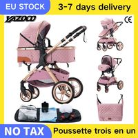 Baby Stroller 3 in 1 Portable Travel Luxurious Baby Carriage High Landscape Fold Pram Aluminum Frame Multifunctional Stroller