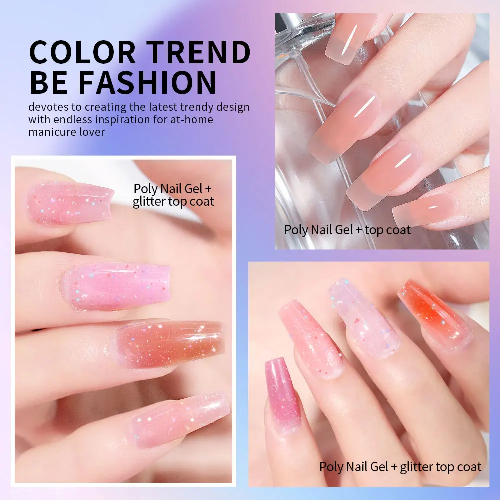 Zestaw do przedłużania paznokci żelowych Poly Extension Gel 14 szt. 15ML Szybkie budowanie żelu UV/LED z roztworem ślizgowym i lampą do manicure dla początkujących