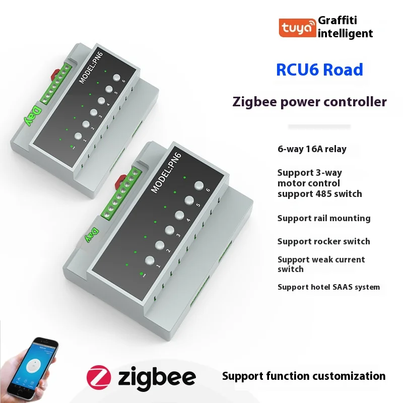 

Tuya Intelligent 6-way Dry Contact Module ZigBee Protocol Circuit Breaker Switch Motor Forward and Reverse Jogging Direction