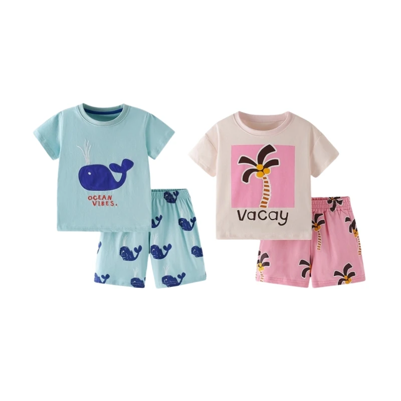 

Summer Kids Outfit Sets Boys & Girls Short Sleeve T-Shirt Two-Piece Set Cute Toddler Kids Clothes Girls Trendy Children's Wear