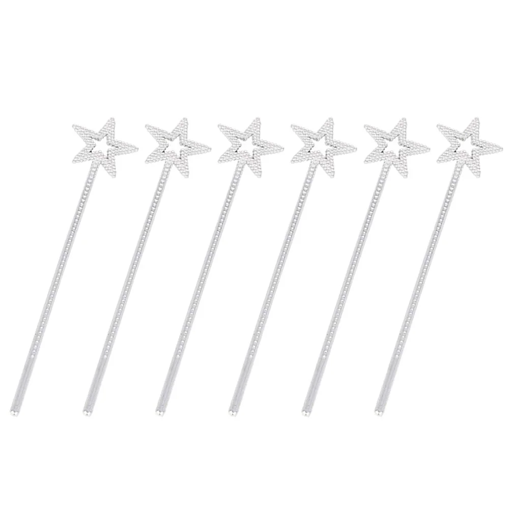 

6Pcs Star Shaped Fairy Wands Pentagram Design Plastic Party Props for Girls Birthday Celebration Wands Plastic Wand