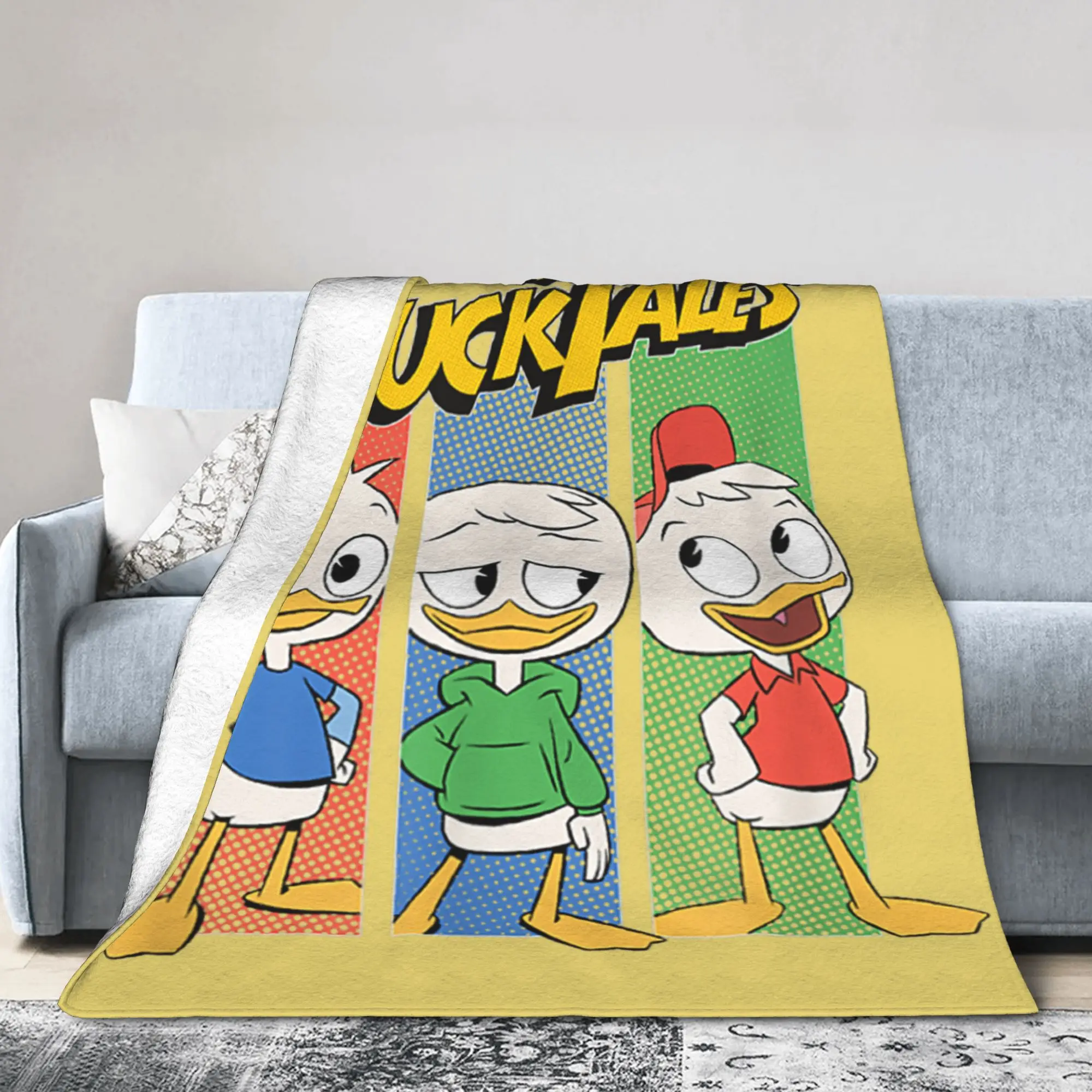 

DuckTales Dewey Huey & Louie Vertical Panels Blankets Flannel Print Portable Lightweight Throw Blanket for Bed