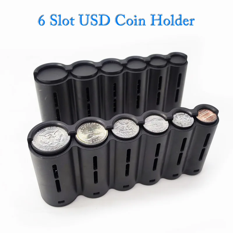Monedero Portátil de 6 Compartimentos para Monedas de Dólar Estadounidense, Dispensador de Almacenamiento de Monedas con Resorte para Camareros, Conductores, Cajeros, Taxis, Alcancía