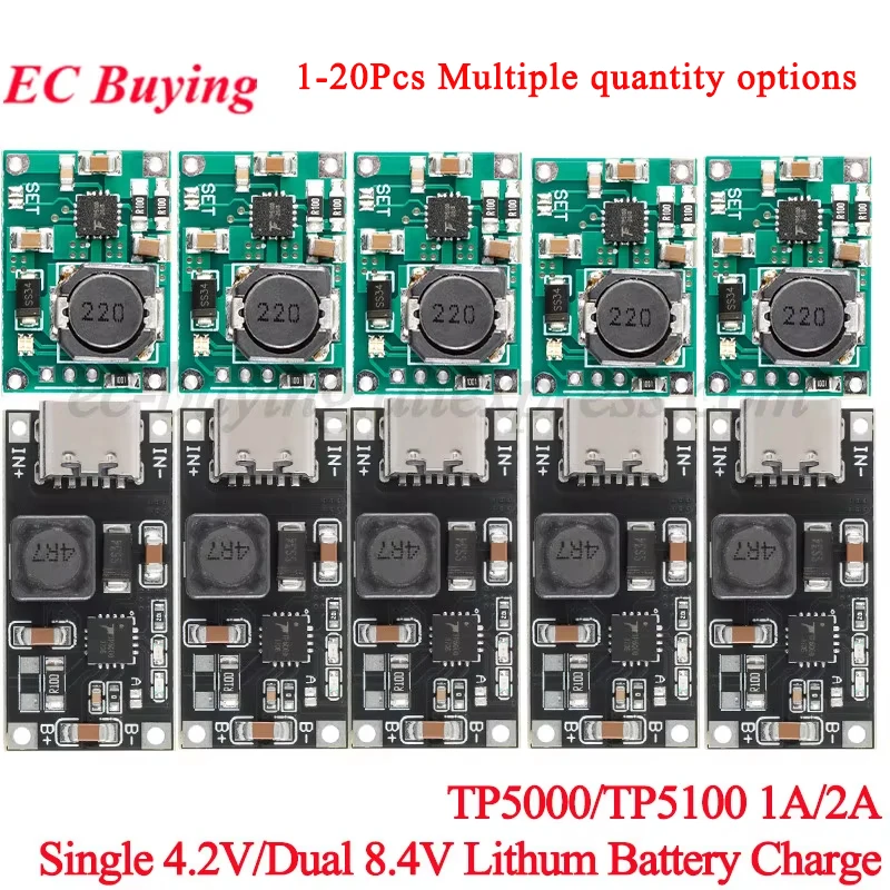 20Pcs/1pc TP5100 TP5000 Charge Management Power Module Board 1A 2A 57bA Charging/Single 4.2V Double Cell 8.4 Lithium Battery