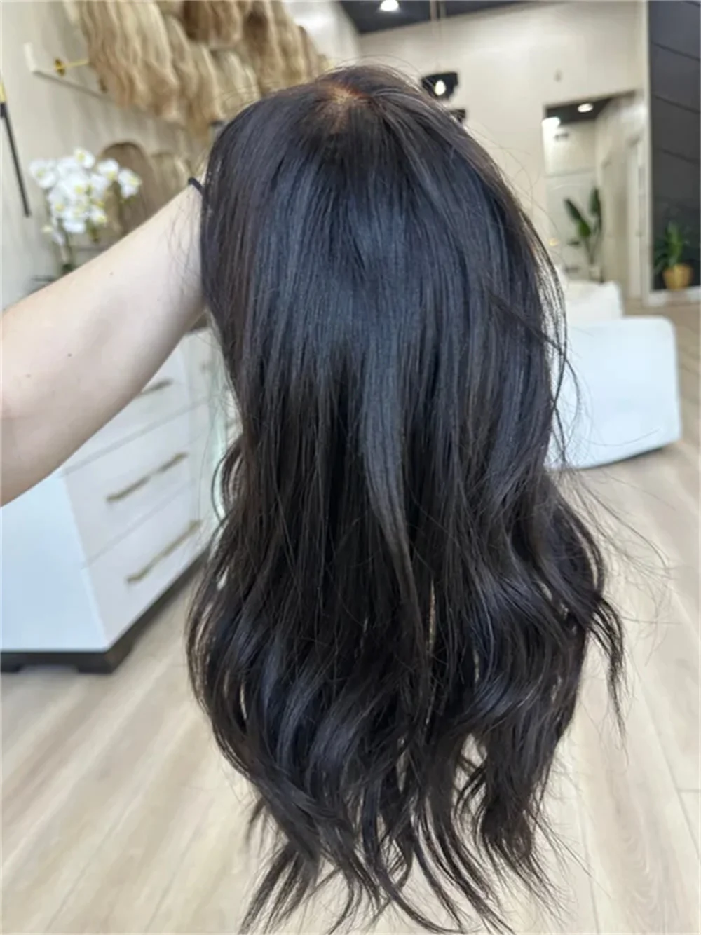 Dark Brown Short Wavy Layered Wig for Women 14Inch Glueless Lace Front Wig 13x4 PrePlucked Synthetic Hair Natural Colored Wig