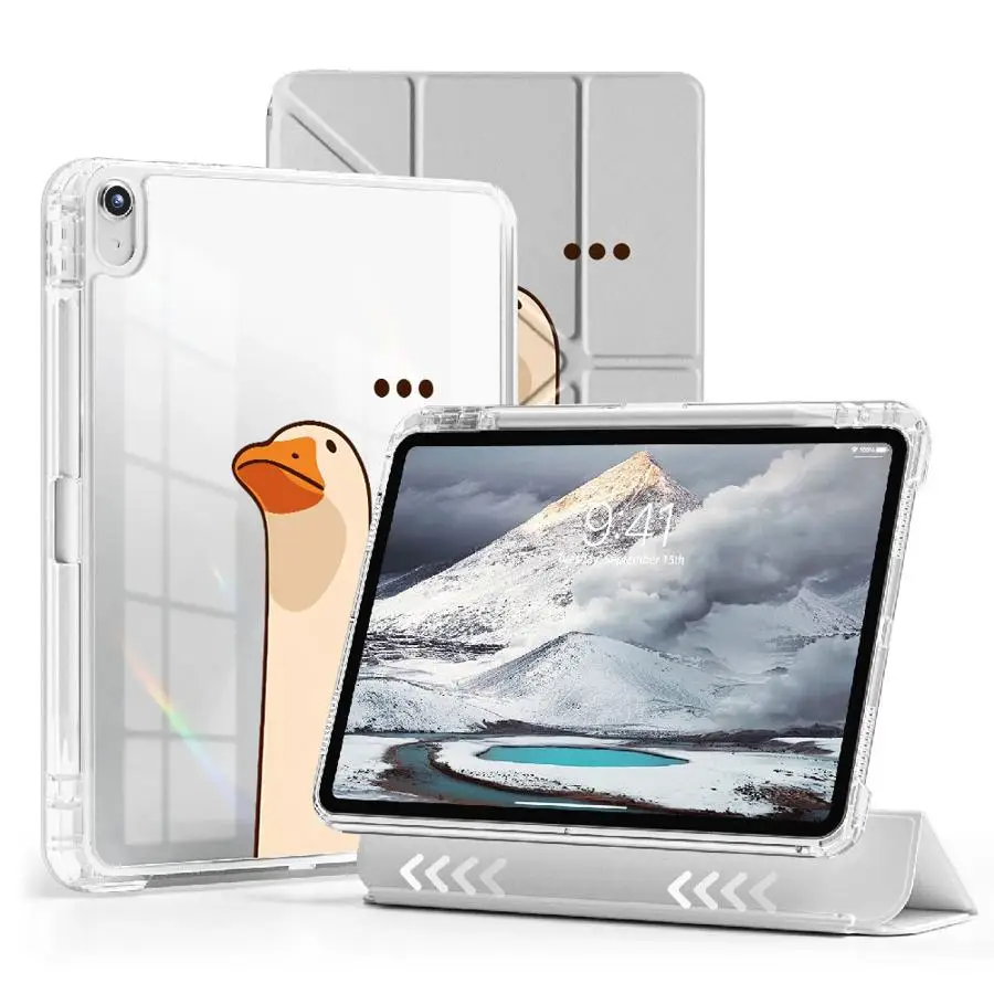 

Забавный чехол-подставка «Длинношейная белая гусыня» для iPad Pro 2025 11-го, 10-го, 9-го, 8-го, 7-го поколений, 12.9 дюймов, Mini 6, 7, Air 4, 5, M3, M2, M4, 11 дюймов
