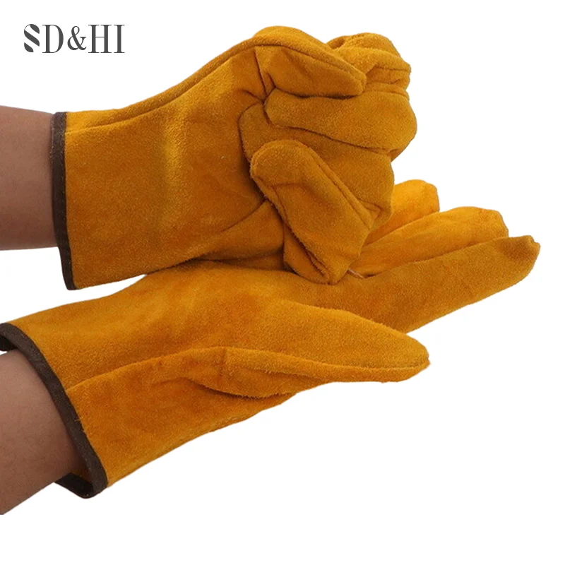 

1 Pair Soft Cowhide Driver Hunting Driving Farm Garden Welding Security Protection Safety Mechanic Glove Men Work Gloves