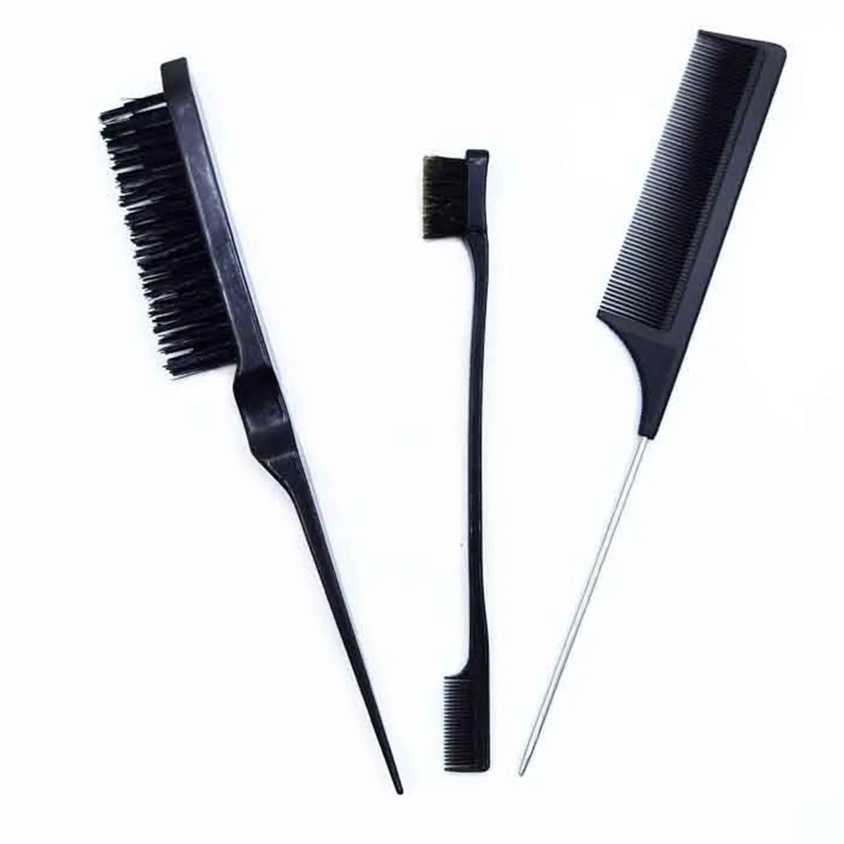 3 Pieces Hair Styling Comb Set Tease Hairbrush Rat Tail Comb Edge Brush for Edge & Back Brush, Combing, Smoothing Hair