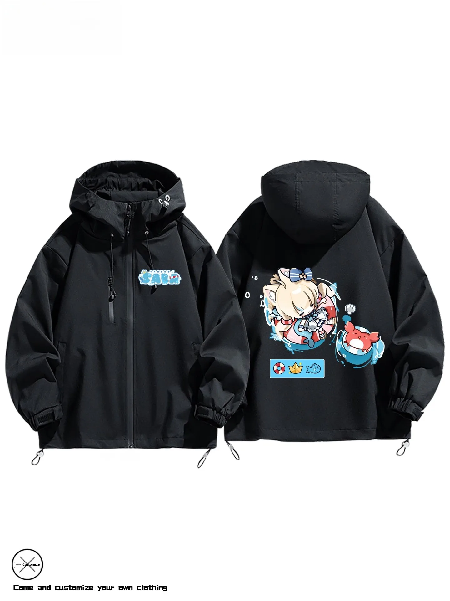 Sameko Saba  ark Vt Second Hand Outer Jaet Windproof Tee-in-One Casual Sle Polyester Fiber Long Sve Zipper ...