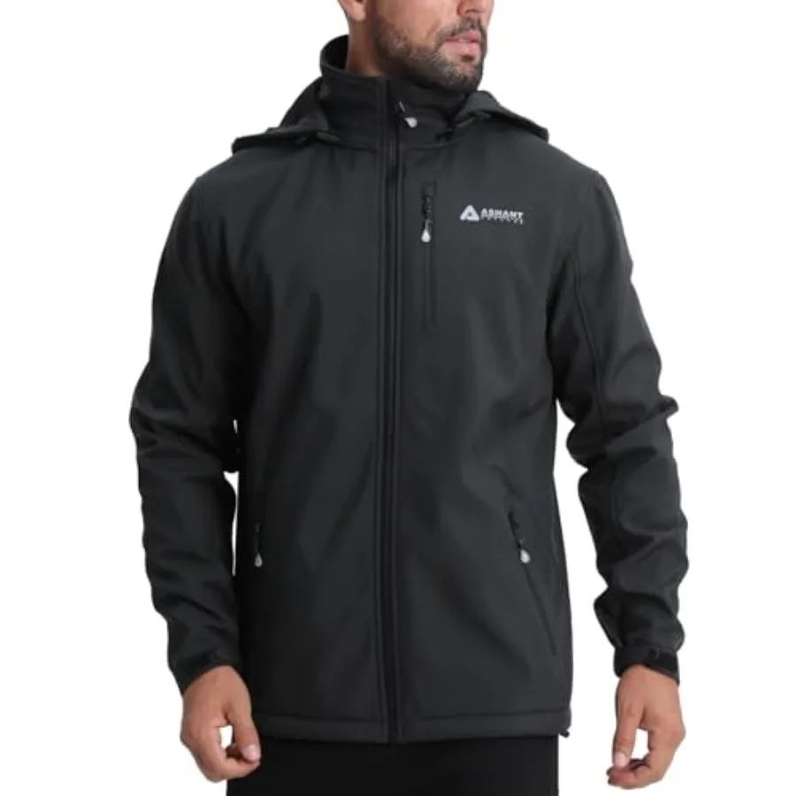 

Men's Softshell JacketFleece Lined Hooded Windbreaker Winter Outdoor Hiking Jackets for Men