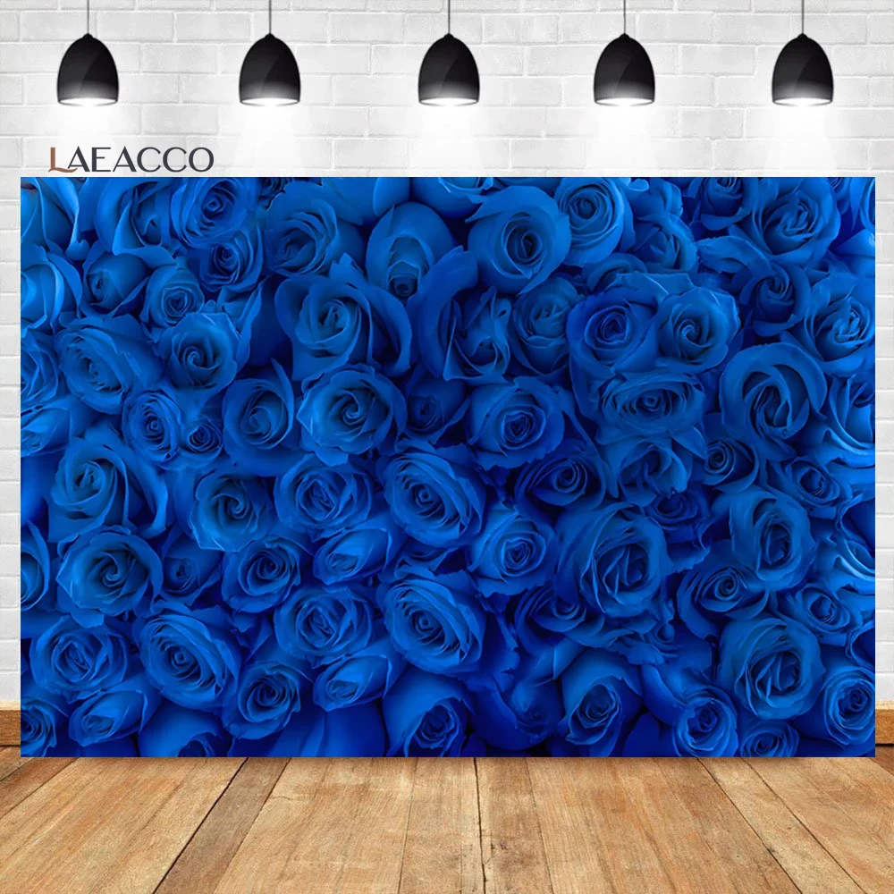 Laeacco Royal Blue Rose Flower Wall Photo Backdrop Bridal Shower Miss to Mrs Wedding Party Decor Portrait Photography Background