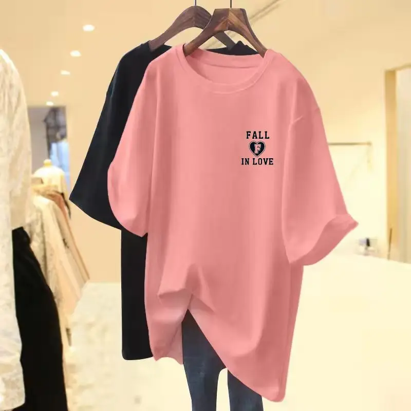 

Summer Fashion Pure Cotton Loose Casual Pullover Lady Chic Printed Simple Tops Women O-neck Short Sleeve Basics Tee Shirt