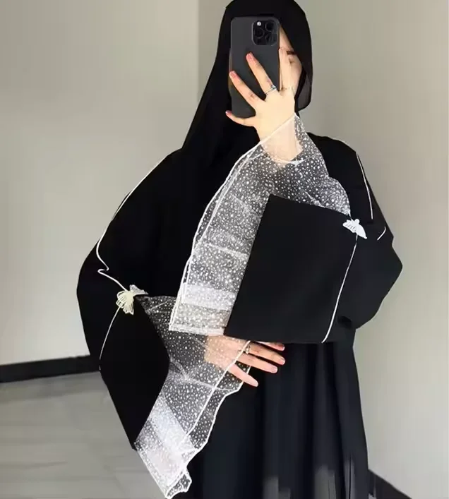 2025 nuevo vestido musulmán de encaje Abaya Dubai Kaftan Islam Jalabiya Ramadán Eid Kebaya caftán marroquí bata para mujer Vestidos vestido turco