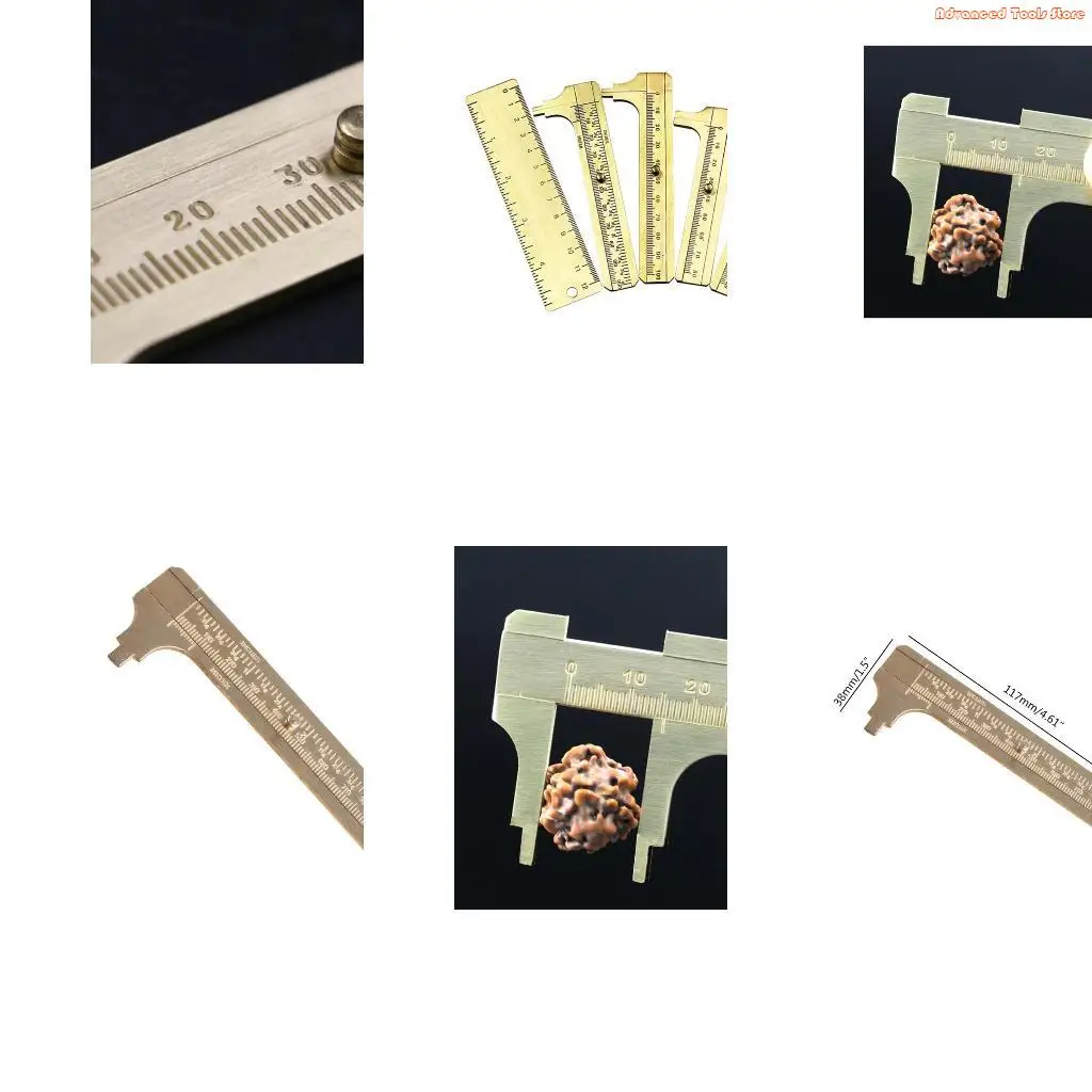 Portable Sliding Gauge with Double Scales mm/inch Mini Brass Pocket Ruler 100mm W91B