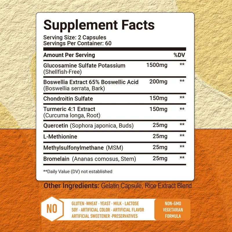 Glucosamine Chondroitin Turmeric & MSM - Joint Health and Joint Function Support, Cartilage Repair