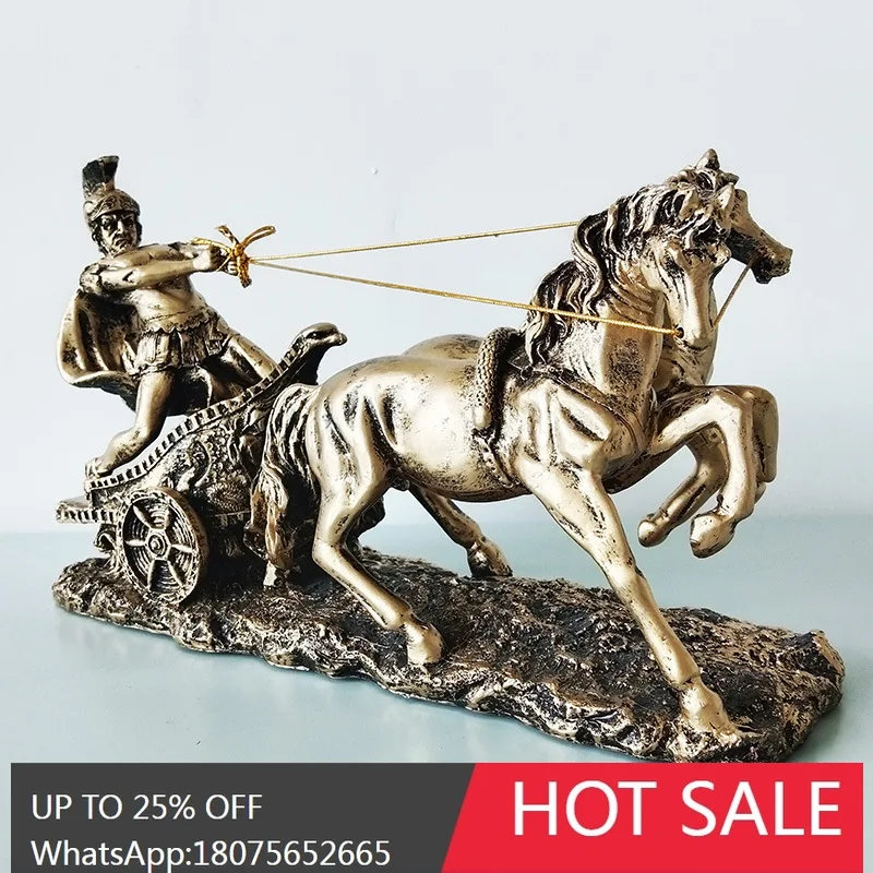 

SGF Crafts Roman Chariot Imitation Copper Living Room Office Desktop Home Decoration