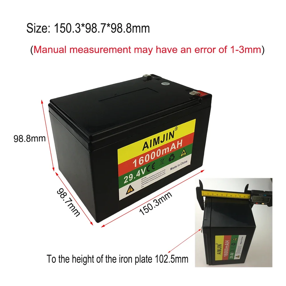 7S5P-29.4V-16000mAh 리튬 이온 배터리 팩, 농업용 스프레이, 스테레오, 야외 태양광, 어린이 전기 자동차 및 충전기