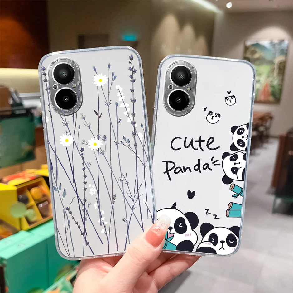 For Oppo Realme C67 4G Case Lovely Panda Angry Dinosaur Transparent Soft Bumper For Realme C67 6.72 Inches RMX3890 Models Fundas