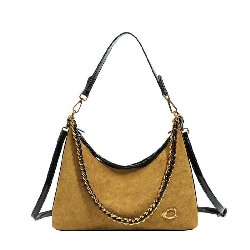 Bolsa crossbody feminina chique feita de couro de cabra, tirana sofisticada, casual, espaçosa, macia, aparência diária ​