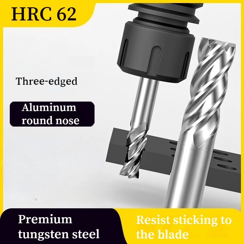 

Carbide Bullnose End Mill 3 Flutes R0 5R1R2R3 CNC Tungsten Steel Router Tool HRC62 for Metal Machining
