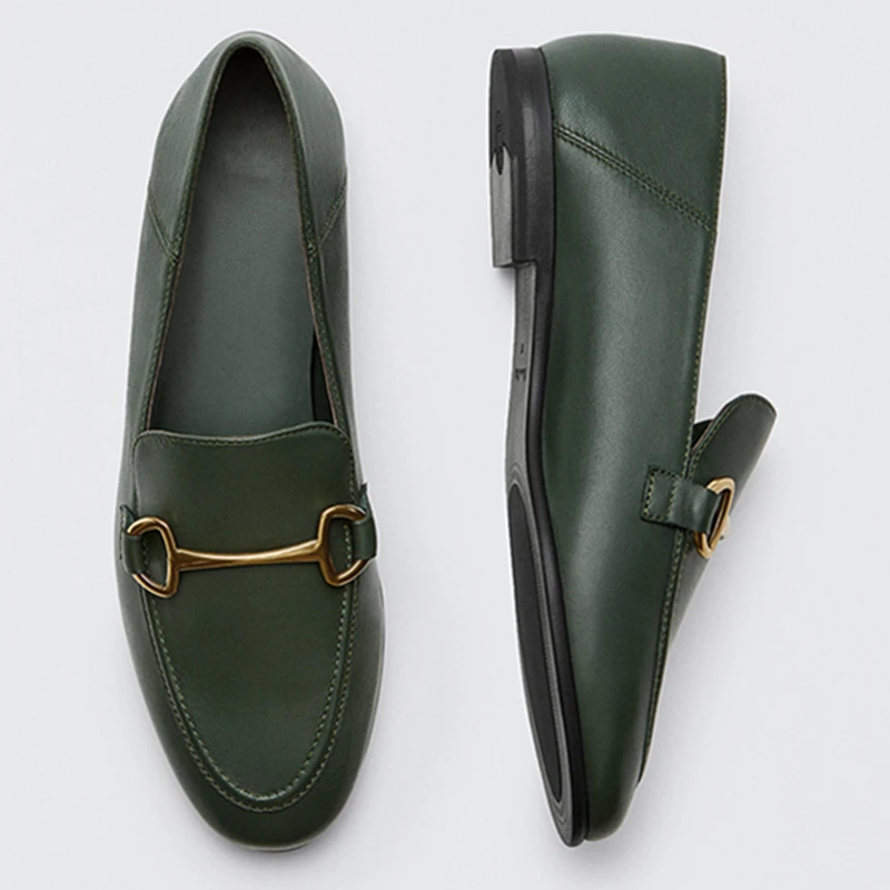 

Maxdutti 2026 Британские модные повседневные туфли без каблука из натуральной кожи, минималистичные женские туфли, лоферы для женщин