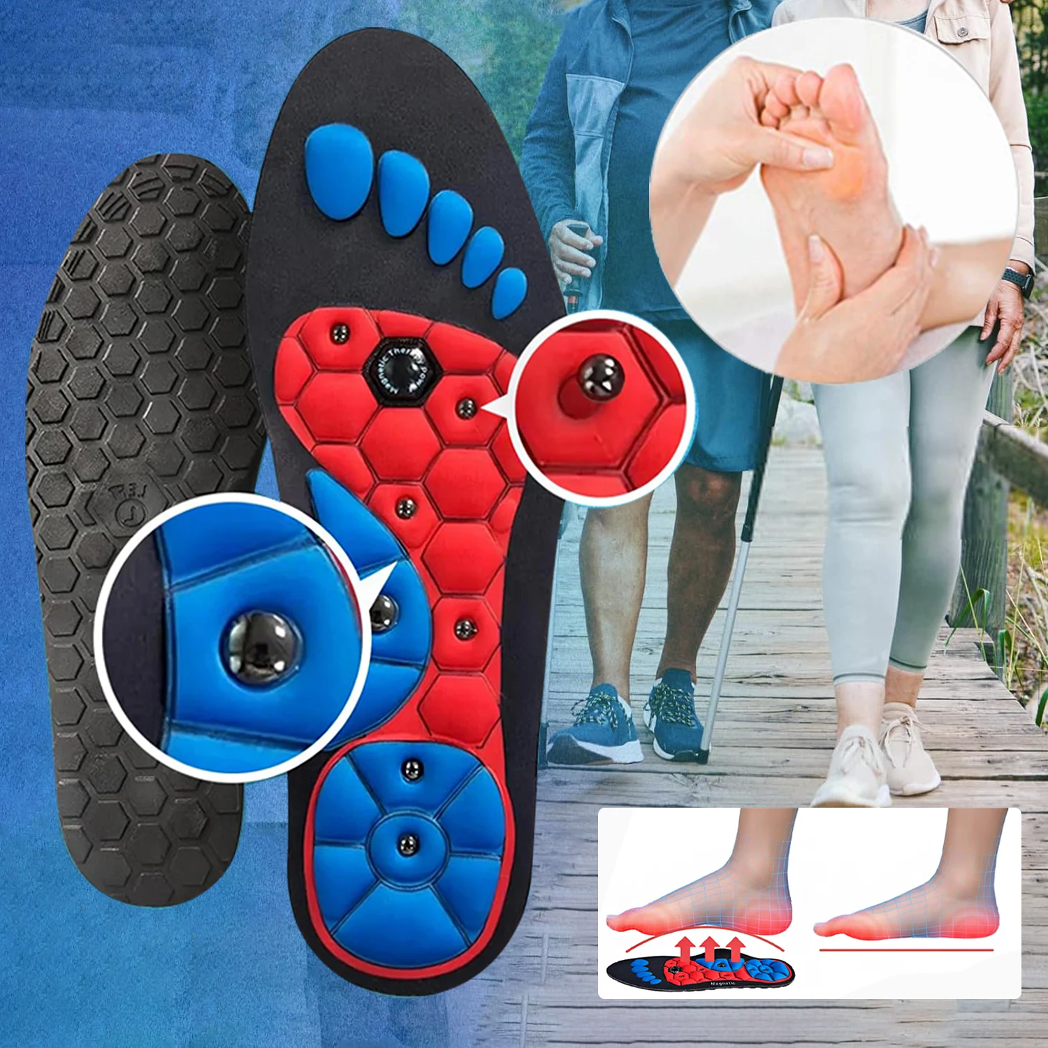 Magnetische Sport-Einlegesohlen, orthopädische Gel-Schuheinlagen, magnetische Technologie, Einlegesohle, fördern die Durchblutung, Fußpflege, Komfortsohlen