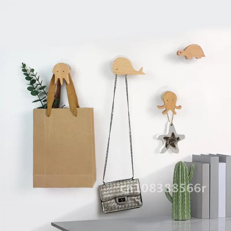 

1pcs Creative Nordic Cute Animal Hook New Wooden Wall Hanging Coat Hook Home Decoration Solid Wood Hook Kitchen Accessories