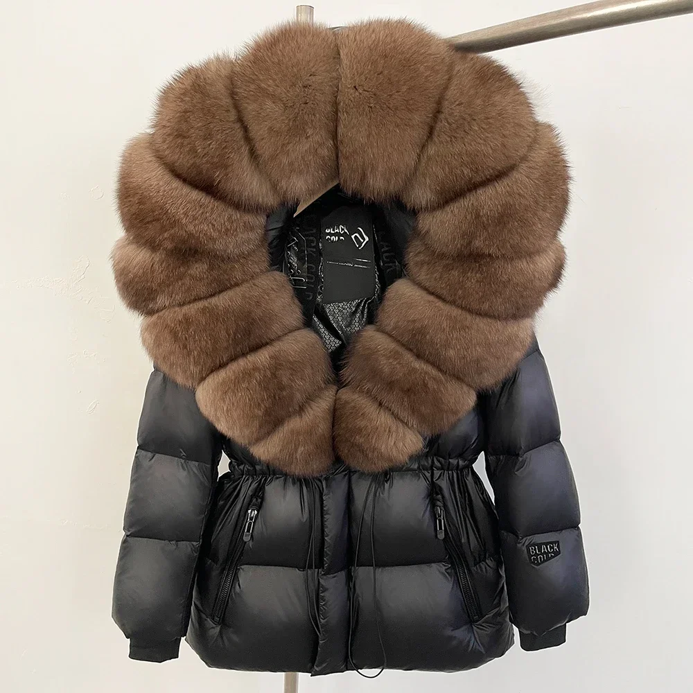 OFTBUY Pelz Jacke Frauen Mit Kapuze Weiße Gans Ente Jacke Warme Herbst Winter Kleidung Natürliche Große Fuchs Pelzmantel Puffer Jacke Weibliche