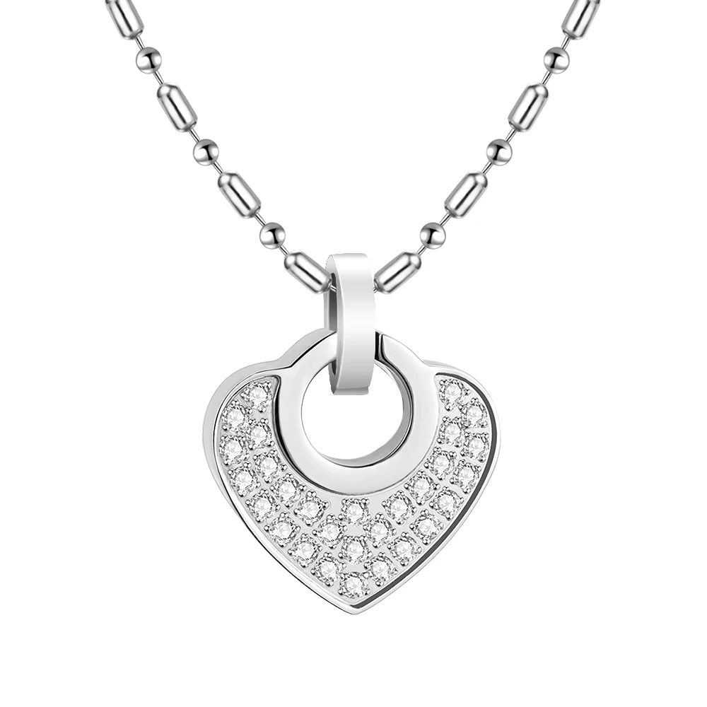 Surgical Grade Titanium Steel Heart Pendant for Women Diamond Volcanic Stone Necklace - Fashionable Jewelry for Sleep & Balance