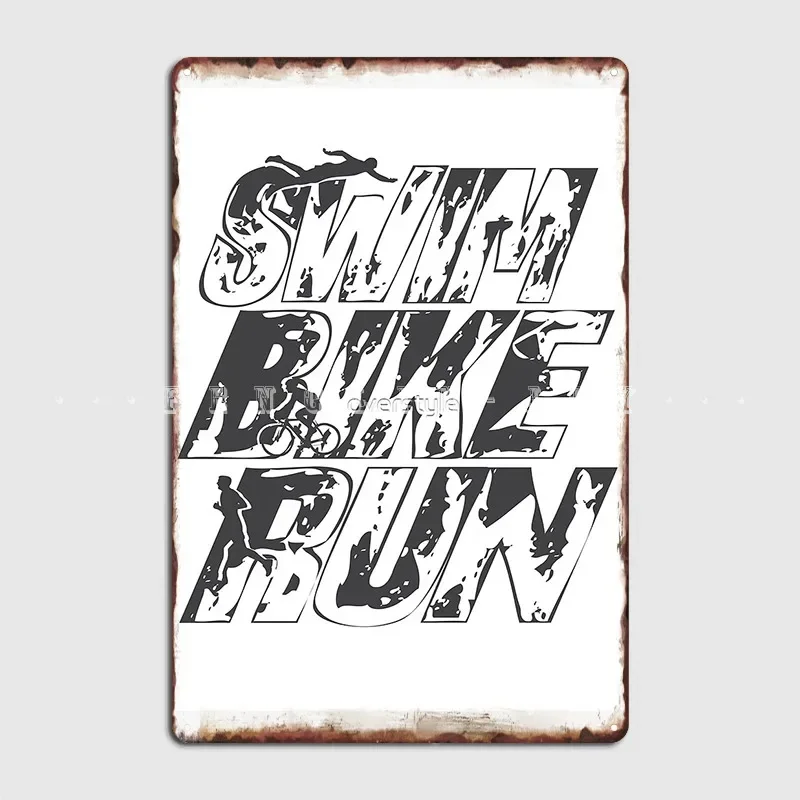 Triathlon Swim Bike Run Triathlete Metal Sign Wall Cave Club Bar Vintage Garage Decoration Tin Sign Posters