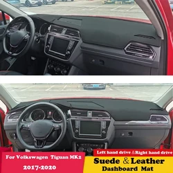 For Volkswagen VW Tiguan MK2 2017 2018 - 2020 Leather Dashmat Dashboard Cover Pad Dash Mat Carpet Car-Styling Accessories Suede