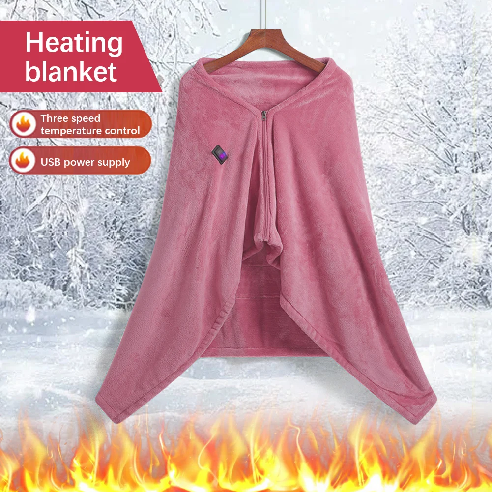 USB Electric Heated Blanket 3 Heating Levels Coral Fleece Heated Blanket Portable Body Warmer Blanket for Household and Office