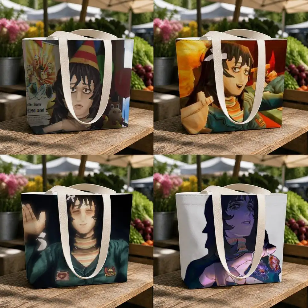 M-Mouthwashing Horro Game Reusable Foldable Canvas Tote Bag for Shopping and Daily Use