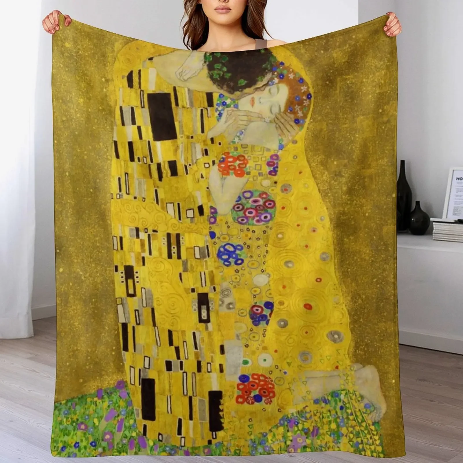 New The Kiss (High Resolution), Gustav Klimt Throw Blanket Sofa Throw Polar blankets ands Blankets