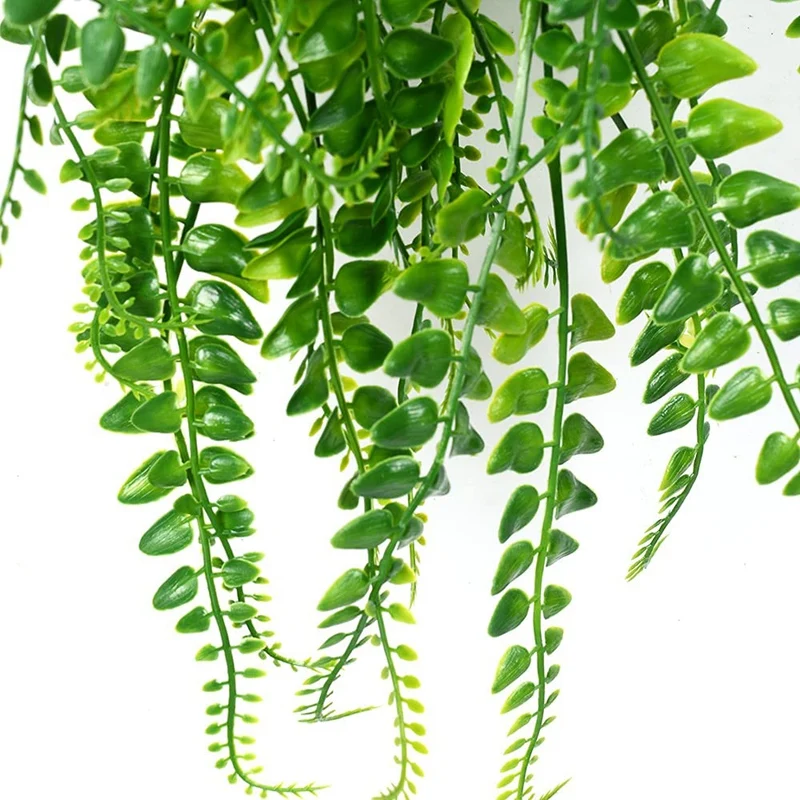 2 Pcs Artificial Hanging Ferns Plants Vine Fake Ivy Boston Fern Hanging Plant Outdoor UV Resistant Plastic Plants