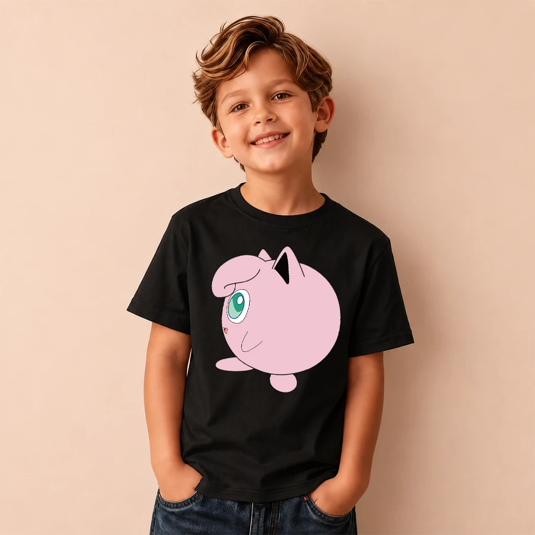 Kids T-shirt Pokemon Jigglypuff Print Short Sleeve Tee Boys Girls Casual Tops Birthday Gift