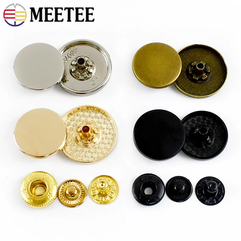 50Set 10/12/15/17/20mm Snap Buttons Metal Press Studs Sew Button Snaps Fasteners for Sewing LeatherCraft Clothes Bag Accessory