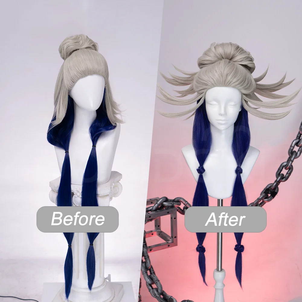 อะนิเมะทัมซี่ ไคน์สคอสเพลย์วิกผมสีฟ้าทองผมยาวผู้ชายผู้หญิงปาร์ตี้ฮาโลวีนคาร์นิวัลบทบาทเล่นอุปกรณ์ประกอบฉากวิกผมทนความร้อน